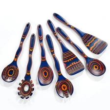 Wooden Spoons for Cooking, 7 Pcs Pakkawood Wooden Kitchen Utensil Set Include...