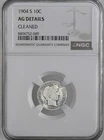 1904-S 10C BARBER SILVER DIME SAN FRANCISCO NGC AG DETAILS CLEANED  #8404752-049