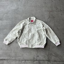 G-III NFL QUILTED LEATHER JACKET ALL TEAM LOGOS EMBROIDERED VINTAGE CREAM NEW