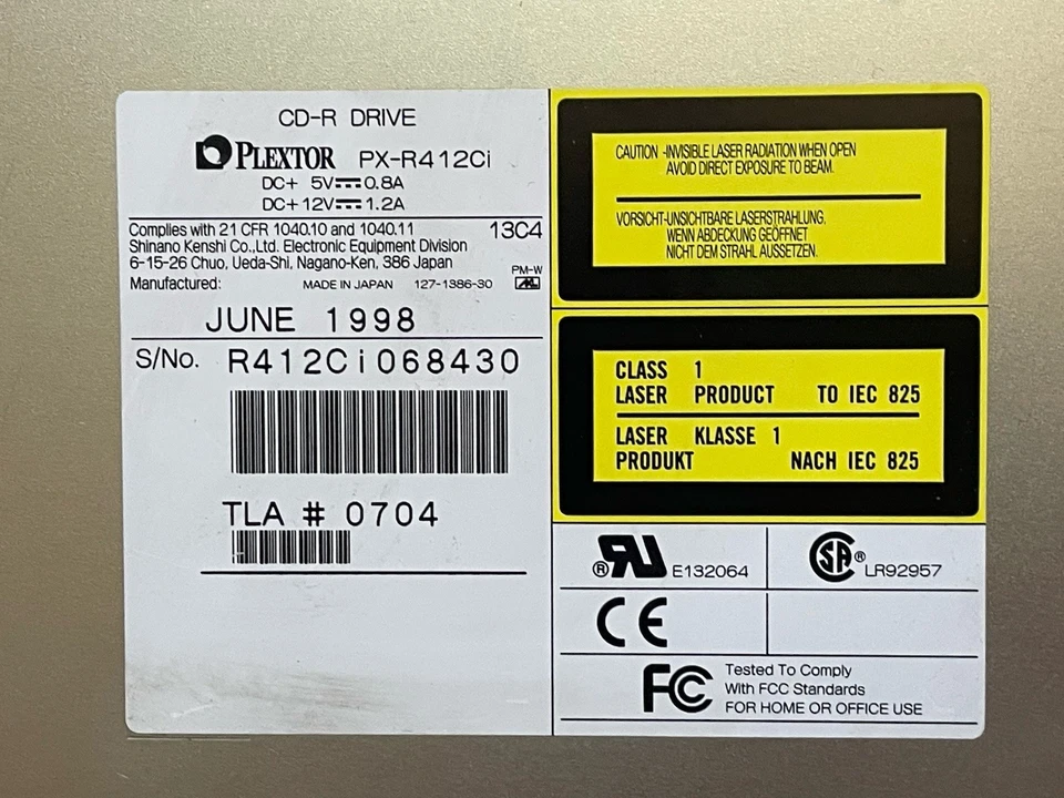Plextor Plexwriter PX-R412Ci CD-R Drive, Bonus Mitsumi Floppy Dr., made in Japan - Image 4 of 4