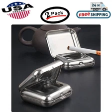 2X Portable Car Ashtray Metal Pocket Ashtray Mini Ashtray with Lid Cigaretbe