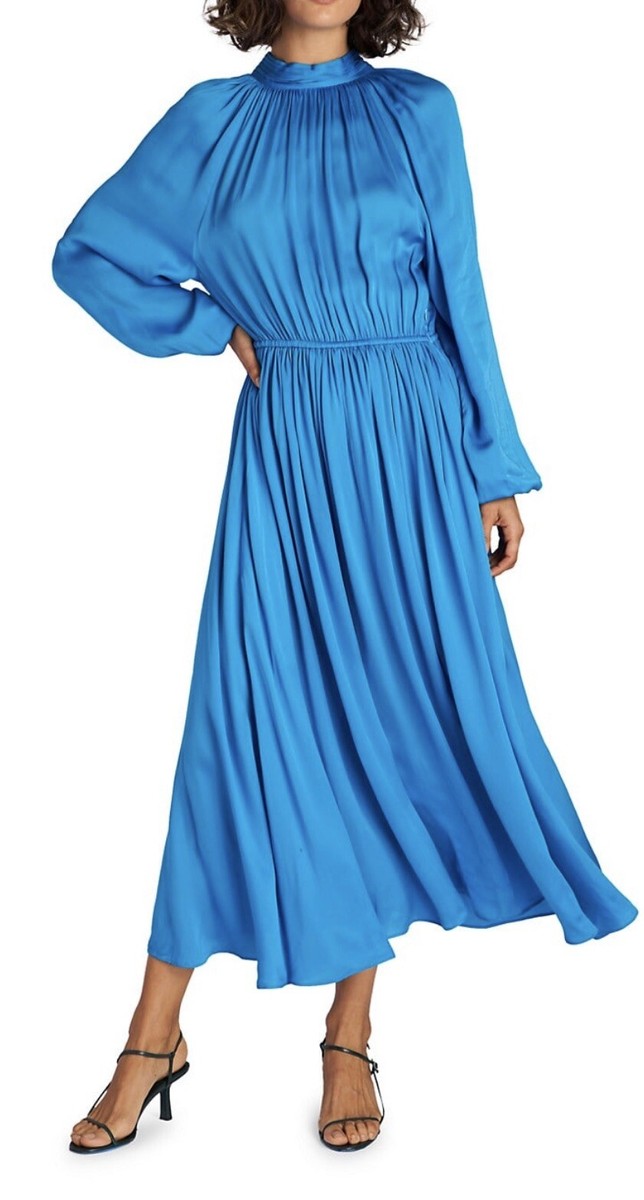 blue rhode dress Open-Back Midi Mai Sz L BrandNWT Made from breathable linen