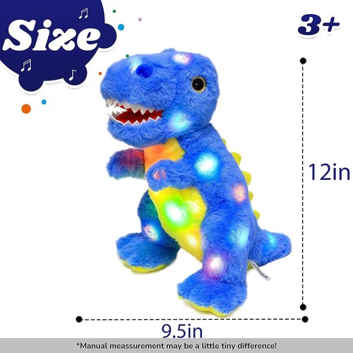 Blauer Dinosaurier LED Plüschtier mit Musik, Leuchtfunktion, Schlaflied, Gesc... - Bild 7 von 8