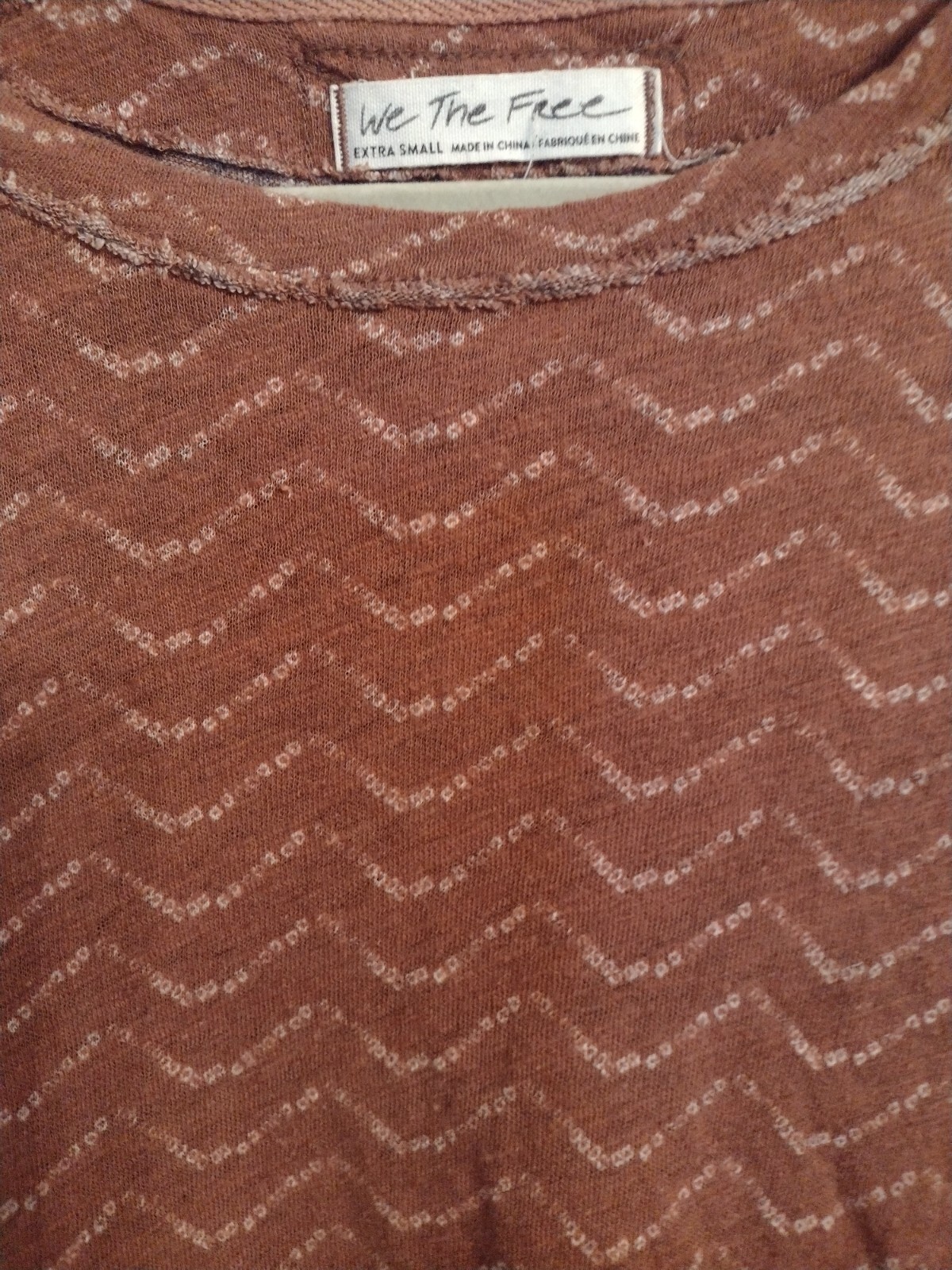 We the Free People Rust Patterned Pullover Top Te… - image 3