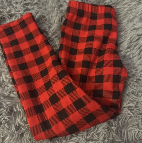 Carters Kids 7/7A Youth Red And Black Plaid Pants Kids -fleece Lined Leggings - Picture 3 of 5
