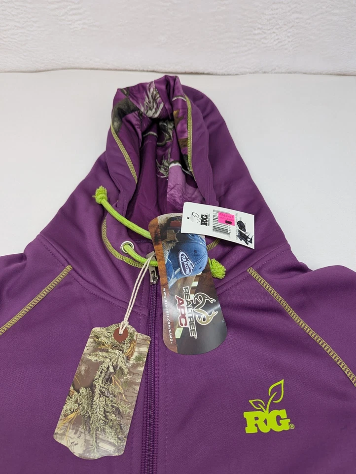 Realtree APC Hooded Sweatshirt Girls Size Large Purple /  Green Accents - Image 4 of 4