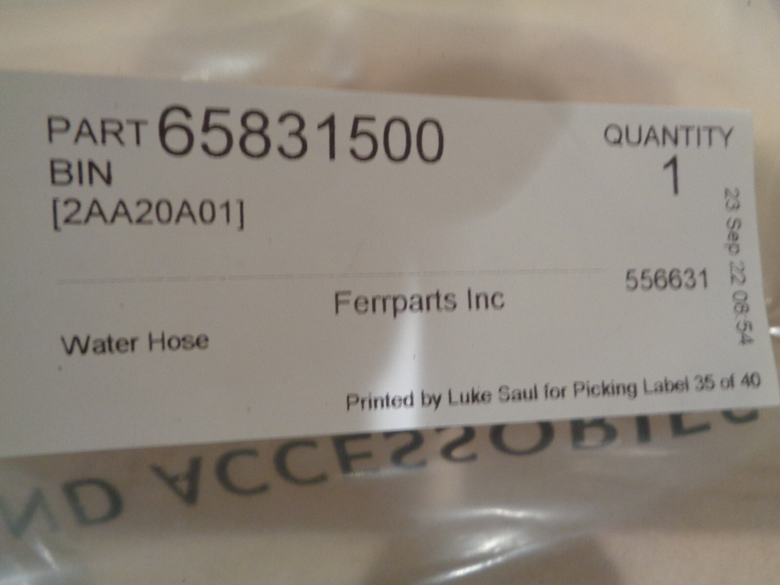 Ferrari 360 Water Hose  P/N 65831500