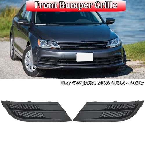 Pair Bumper Fog Light Cover Grille Left &Right For 2015-17 VW Jetta MK6 Facelift