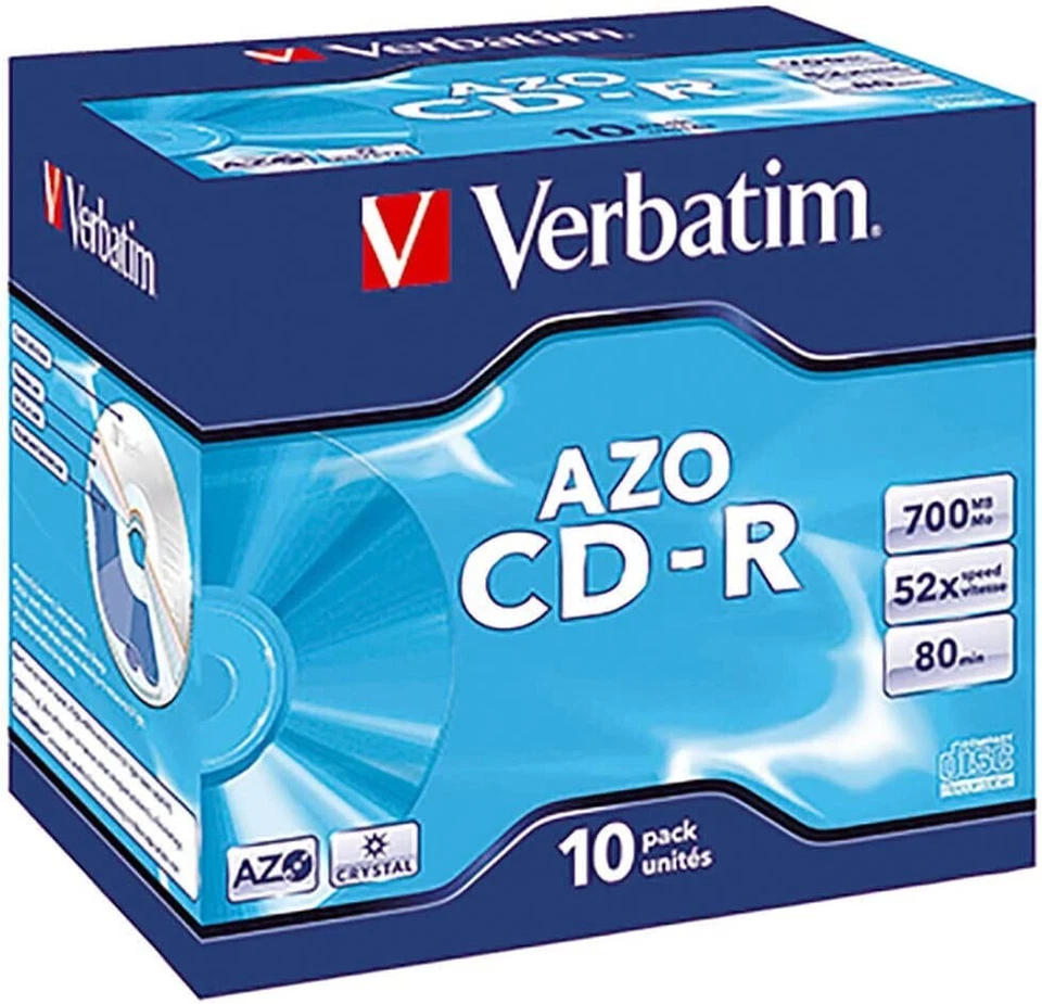 Verbatim Cd-r AZO Crystal 700mb JEWEL Case 10 Pcs