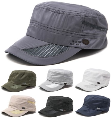 Men's Classic Summer Army Hat Military Cadet Patrol Style Brim Spring Summer Cap