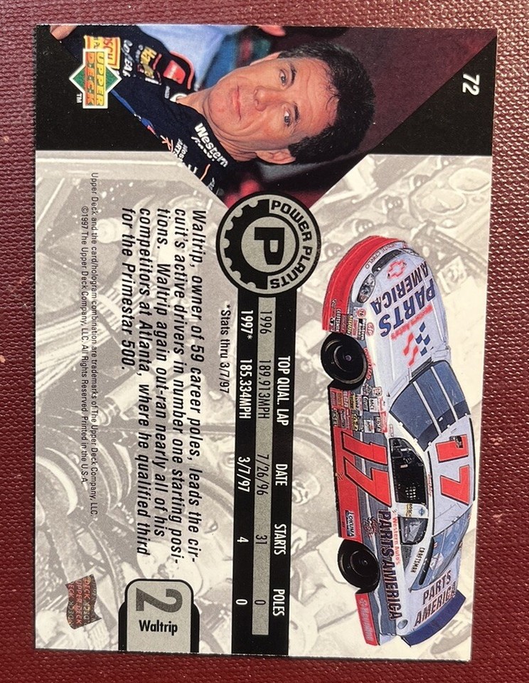 Darrell Waltrip 1997 Upper Deck Road To The Cup POWER PLANTS Card 72 Darrell waltrip 1997 upper deck road to the cup power plants card 72