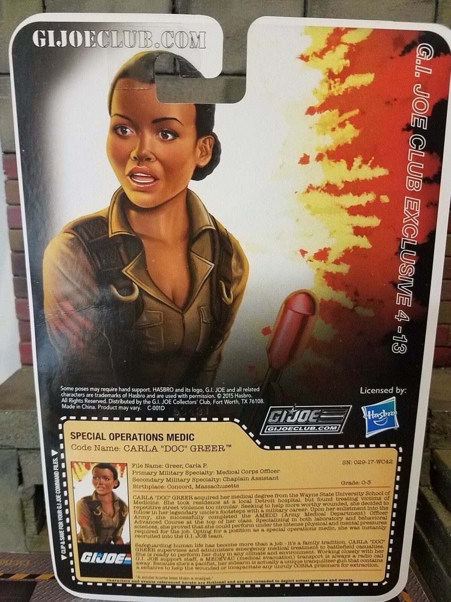 GI JOE ~ DOC CARLA GREER ~ MOC MOSC ~ FSS 4.0 COLLECTORS CLUB
