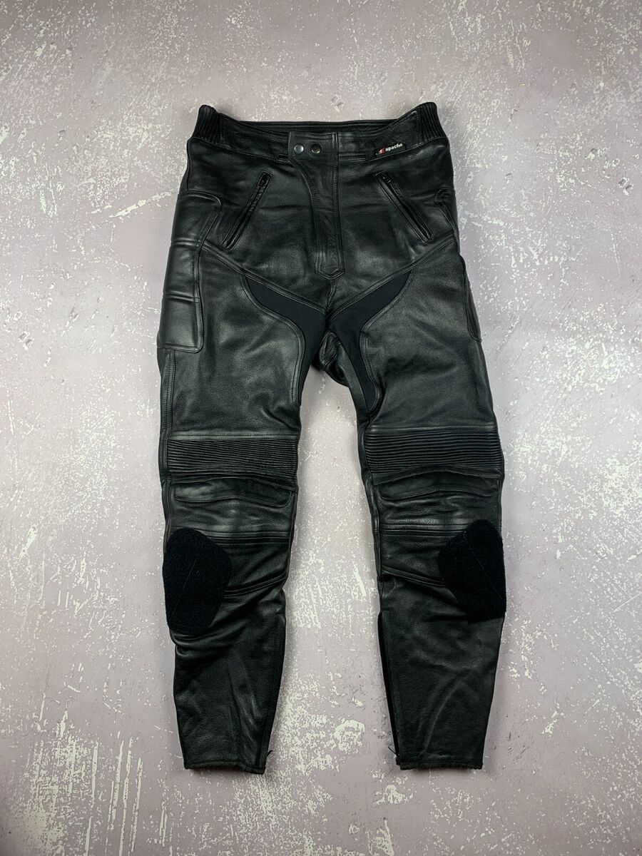 Vintage 90s Apache Real Leather Moto Biker Padded Pants Mens Vintage 90s Apache Real Leather Moto Biker Padded Pants Mens