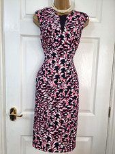 PER UNA SPEZIALE Italian Fabric Blue Pink Print Stretch Formal Bodycon Dress 8