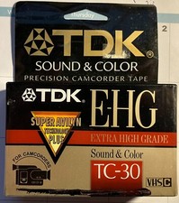 TDK Precision Camcorder Tape, E-HG, TC-30, EP 90 SP 30, New