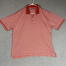 Hickey Freeman Golf Polo Shirt Orange , White Striped Mens Short Sleeve Sz XL