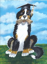 Bernese Mountain dog print 8 x 10 , " Graduation day " Signed by artist