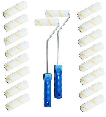 60x Farbrolle Farbwalze 10 cm Gelbfaden Malerwalze +  2x Maler Bügel 41 cm 6mm 