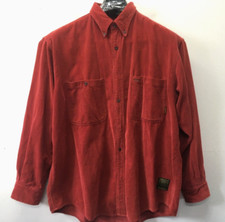 Vintage Timberland Red Weathergear Corduroy Button Down Shirt Men sz Lg Oversize