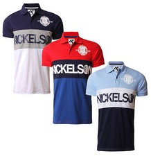 Nickelson Casual Cotton Polo Shirt Pique Logo Top New Red White Blue