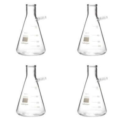 Borosilicate Glass Filtering Flask with Upper Tubulation, 500ml (Pack of 4)