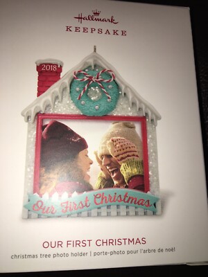 OUR FIRST CHRISTMAS 2018 HALLMARK KEEPSAKE PHOTO HOLDER ORNAMENT NIB NEW