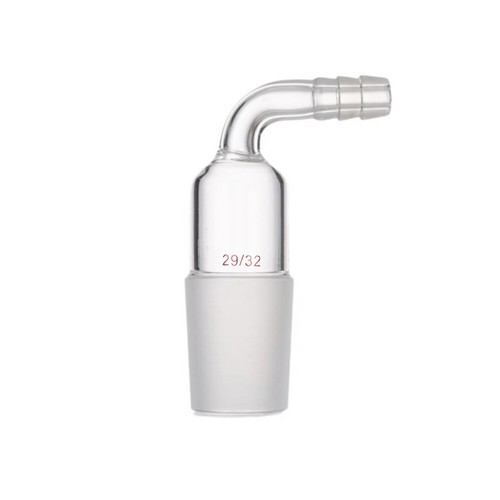 29/32 Glass Adapter Cone To Rubber Tube Right Angle Connection Hose Inlet
