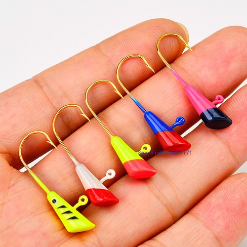 50pcs Shad Dart Jig Heads Fishing Hooks Crappie Panfish Bass Lures 1/32 1/16 oz - Afbeelding 9 van 30