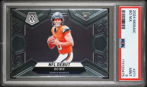 2024 Panini Mosaic - Bo Nix #271 Rookie NFL Debut PSA 9
