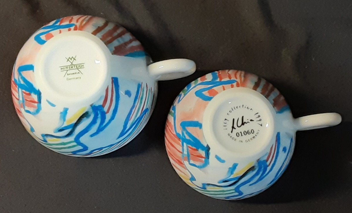 2 illy Espresso Cups Mitterteich Bavaria Germany Sandro Chia il