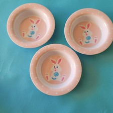 Easter Melamine 3 Kids Bowls - Pink With Bunny and Easter Egg Design