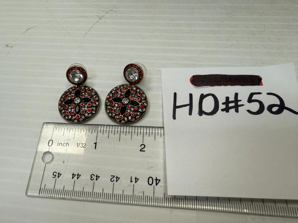 HSN - Heidi Daus - Pendientes colgantes de esmalte de cristal negro y rojo - #52 Foto 2 de 4