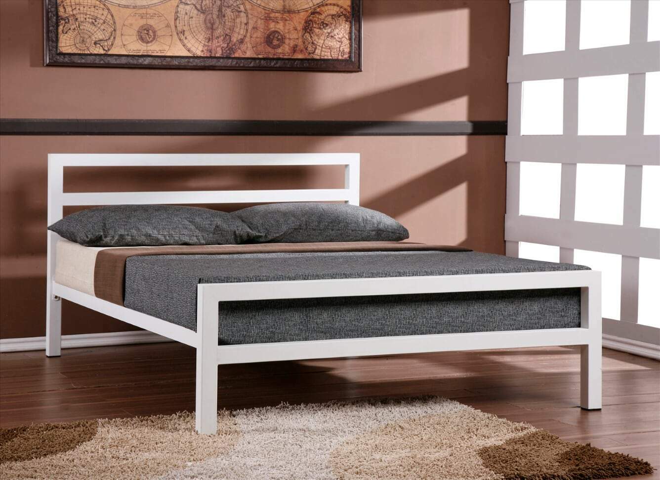 City Block White Metal Bed Frame Strong Modern Stylish Single Double King  Size | eBay