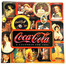 Calendrier Coca Cola pour 1993 grande variété d'estampes nostalgiques reliées en spirale