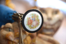 Schertz Original Umbrella Vintage 60's Bakelite Handle Victorian Porcelain Cameo