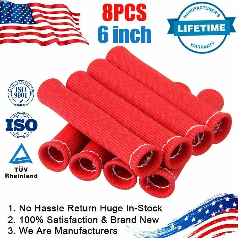 8X 6 HIGH HEAT SHIELD RED ENGINE SPARK PLUG WIRE BOOT PROTECTOR SLEEVE  COVER US