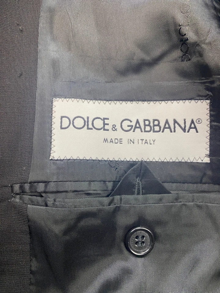 Dolce Gabbana Blazer Mens 50L Black Virgin Wool Tuxedo Sports Coat Jacket Italy - Image 3 of 4
