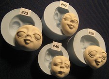 YOUR CHOICE  - Flexible FOOD GRADE Silicone Press Mold of Female Doll Face Cab 