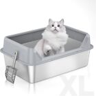 Stainless steel cat litter box,High Sides,Odor-Free and Easy Clean