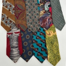 Lot Of 9 Neck Ties Multicolor Printed Colorful Pointed Adult