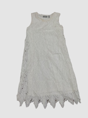 $150 Neiman Marcus Women's White Sleeveless Sheath Midi Lace Tank Dress Size XS
