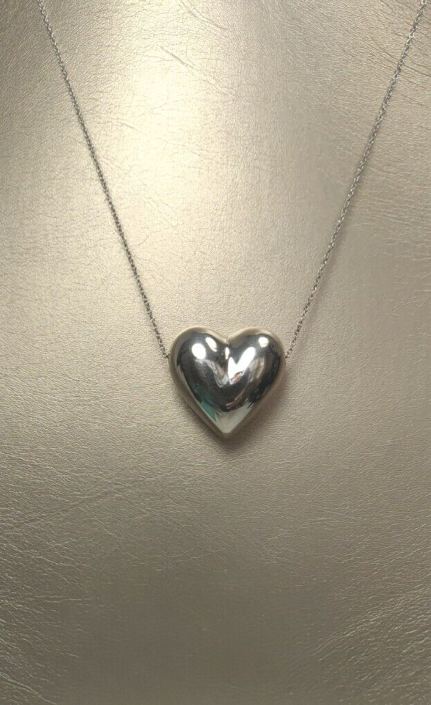 Tiffany & Co Silver Puffed Heart Pendant Charm Ne… - image 3