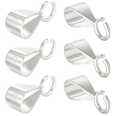 6 Pcs 925 Sterling Silver Slider Pendant Clasp with Open Loop for Necklaces