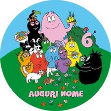Cialda BARBAPAPA FAMIGLIA con NOME Decorazione Torta Ostia Zucchero