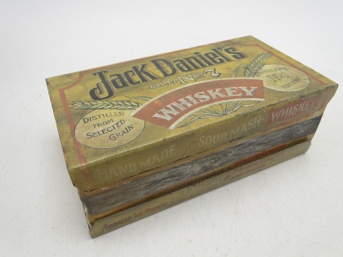 Alter bedruckter Tin Jack Danial's Whiskey Küche Streichholz Box Abdeckung mit Streichholzbox - Bild 2 von 10