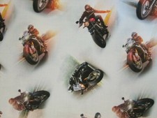 MOTORCYCLES HOG HARLEY DREAM RIDE MOTORCYCLE BLUE COTTON FABRIC FQ