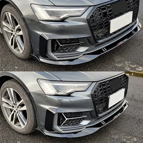 Black Pair Front Bumper Fog Light Lamp Grille For Audi A6 Sline S6 2019-2024 RS6 - Picture 7 of 14