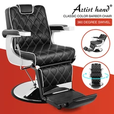 Artist hand Vintage Heavy Duty Hydraulic Recline Barber Chair Salon Beauty Black
