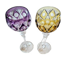 WMF Cristal Cabinet Weinglas Glas Überfangglas Goldfarben Handschliff 1a Zustand