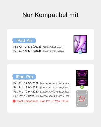 Inateck Tastatur Hülle W/ Touchpad mit iPad Air 13" 2024/2025 ipad Pro 12.9" 6/5 - Bild 2 von 8